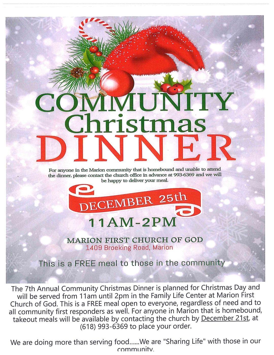 Community Christmas Dinner Planned My Local News First