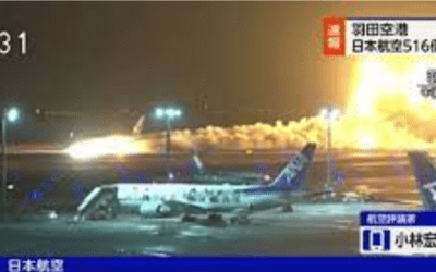 Plane catches fire on runway at Japan’s Haneda airport after collision, passengers reportedly safe