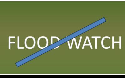 The flood watch has been cancelled for most of the area.