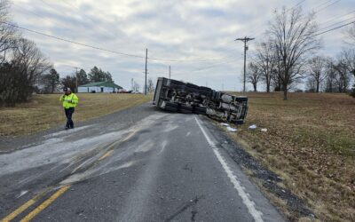 ALERT: KY 453/Dover Rd Blocked by Overturned Dump Truck at 6mm in Livingston County