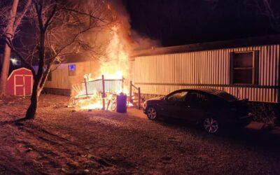 CAPE GIRARDEAU, MISSOURI FIRE DESTROYS MOBILE HOME