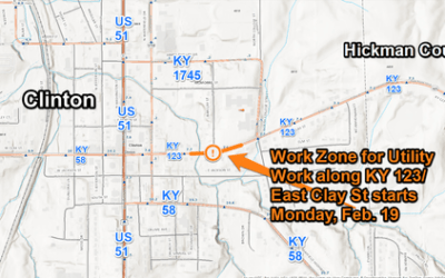 Work Zone for Utility Work along KY 123/East Clay Street in Clinton Starts Feb. 19