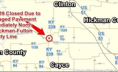 Roadway Closed at Hickman-Fulton County Line