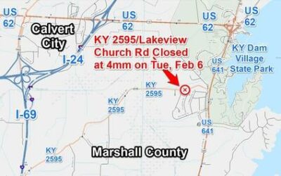 Closure of KY 2595/Lakeview Church Rd in Marshall County Planned on Tuesday, Feb. 6