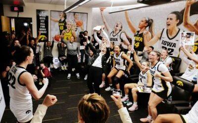 Iowa’s Clark shows love for the fans after they cheer her on one last time at Carver-Hawkeye Arena