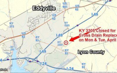 Closure of KY 3305 at 0.5mm in Lyon County