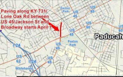 Milling and Paving along KY 731/Lone Oak Road in Paducah starts Monday, April 1