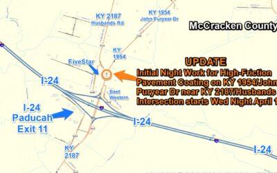 UPDATE: Night Work Zone for Installation of High-Friction Surface at Various Locations in McCracken County starting Wednesday, April 17