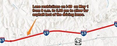 Lane Restrictions on I-69 in Caldwell County on Wednesday