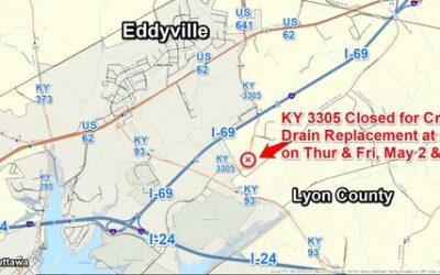 Closure of KY 3305 at 0.5mm in Lyon County