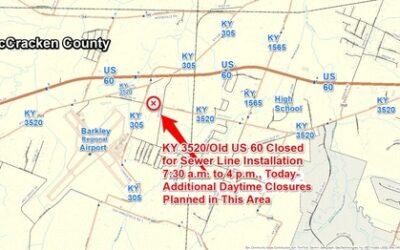Closure on KY 3520/Old U.S. 60 in Western McCracken County Today