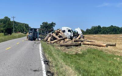 KY 93 South Partially Blocked Near Lamasco Due to Log Truck Collision