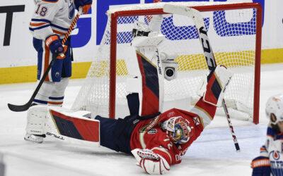 Bobrovsky makes 32 saves as the Panthers shut out the Oilers 3-0 in Game 1 of Stanley Cup Final