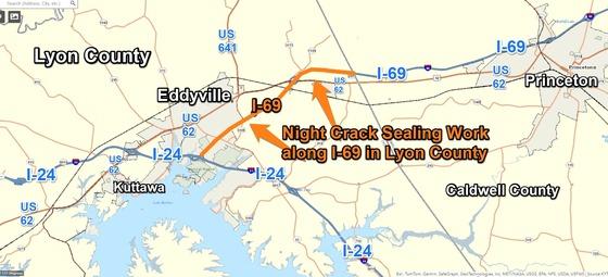 Overnight Work Zone for Crack Sealing along I-69 in Lyon County Starts Wednesday, June 19