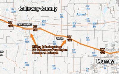 Milling & Paving along KY 121 North from 14 to 24mm in Calloway County Starts Saturday, June 15