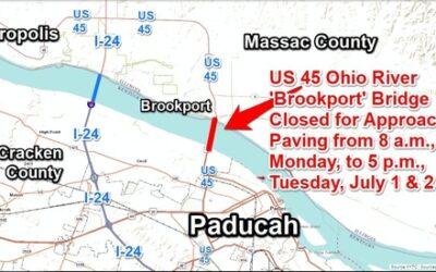 U.S. 45 Ohio River ‘Brookport’ Bridge to Close for Approach Paving Monday & Tuesday, July 1 & 2