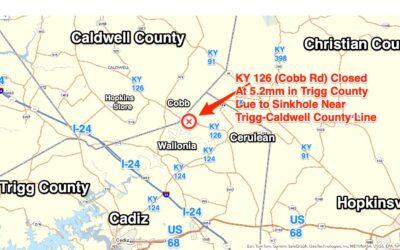 KY 126 (Cobb Rd) Blocked Due to Sinkhole in Northeastern Trigg County near Trigg-Caldwell County Line