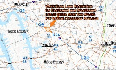 Work Zone Restrictions Planned along I-24 at 56mm Starting Today