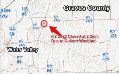 KY 2242 Closed at 2.2mm in Southwestern Graves County Due to Culvert Washout