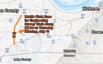 Mobile Work Zone along KY 94 in Lower Bottoms of Fulton County on Thursday, July 11