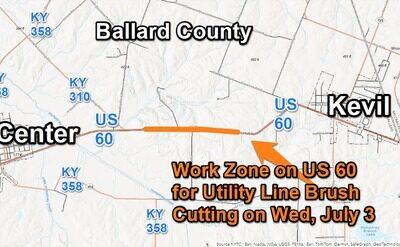 Utility Line Brush Cutting along U.S. 60 in Ballard County on Wednesday, July 3