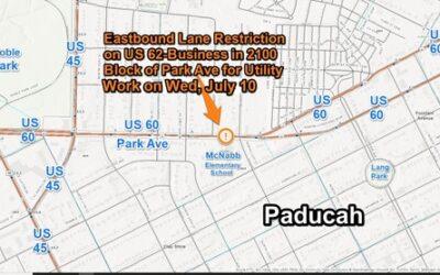 Eastbound Work Zone Lane Restriction on U.S. 60-Business in 2100 Block of Park Avenue in Paducah