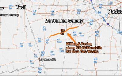 Milling and Paving along U.S. 62 in Western McCracken County starting Today