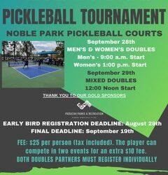 Paducah Parks & Recreation is hosting the Paddle Up Paducah Pickleball Tournament at the Noble Park Pickleball Courts