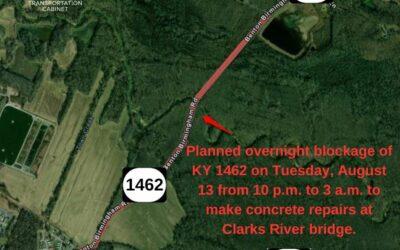 Overnight Blockage Scheduled on KY 1462 in Marshall County Next Tuesday