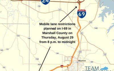 Mobile Lane Restrictions Planned on I-69 in Marshall County on Thursday