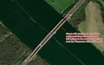 Lane Restrictions at Westbound I-24 Tennessee River Bridge Again Tonight