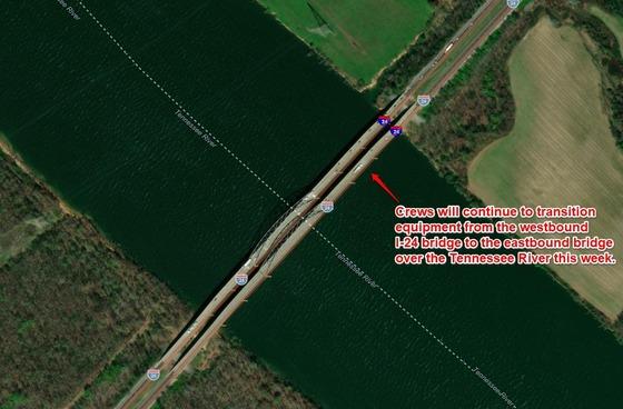 Lane Restrictions at Westbound I-24 Tennessee River Bridge Again Tonight