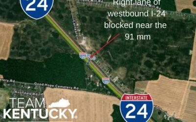 One Lane of I-24 Westbound Blocked in Christian County