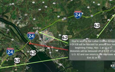 Eastbound I-24 in Marshall County to be Blocked for Four Hours on Friday Night