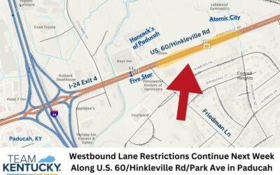 Lane Restrictions Along U.S. 60/Hinkleville Road/Park Avenue in Paducah Continue Next Week